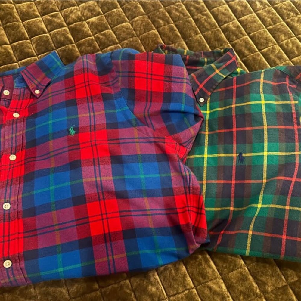(2) Polo Flannel Shirts (Large)